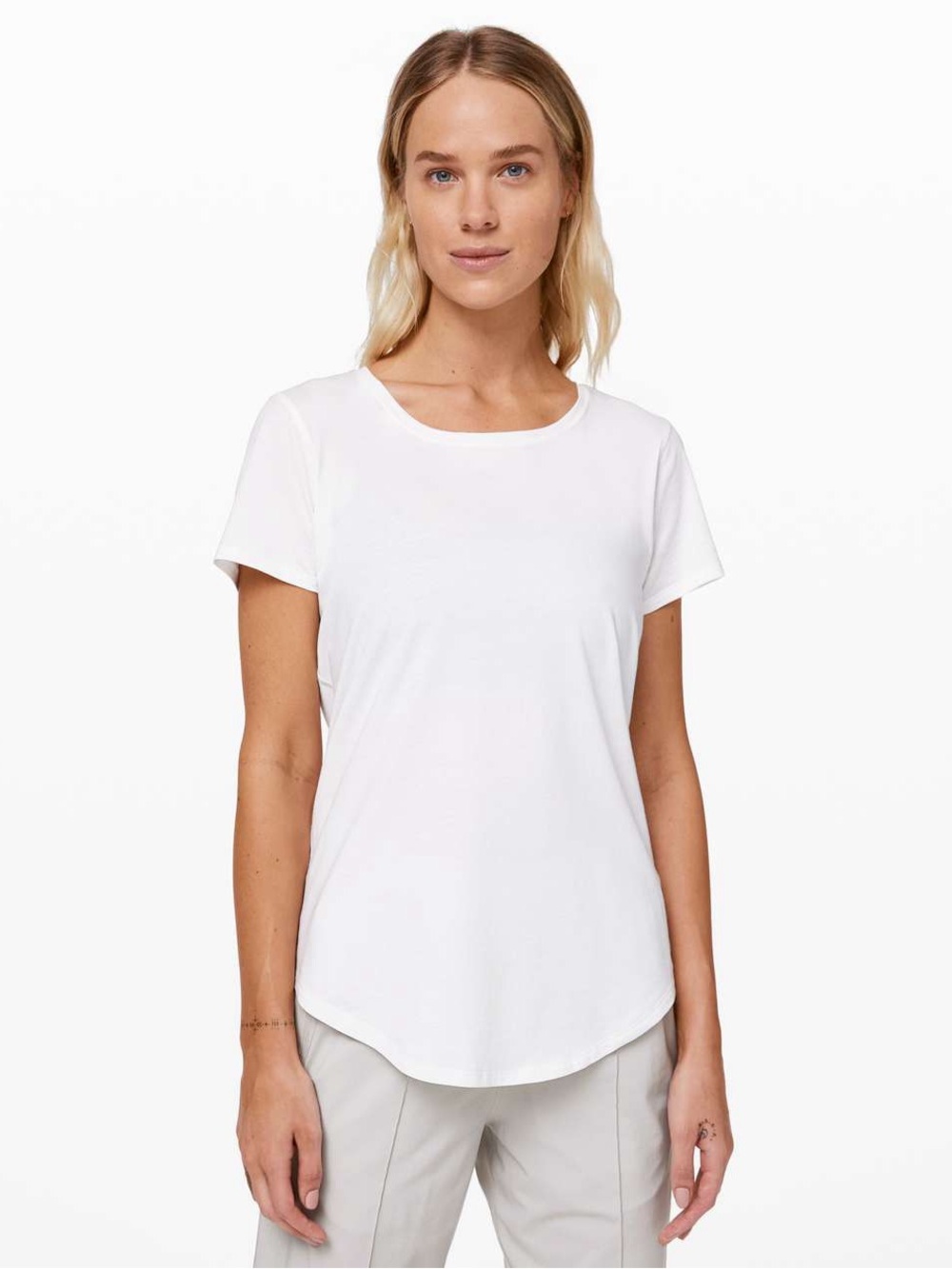 lululemon White Love Tee *Crew Short Sleeve Curved Hem Crewneck T-Shirt size 10